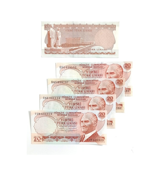 6. Emisyon 20 Türk Lirası. Eski Koleksiyon Kağıt Para.