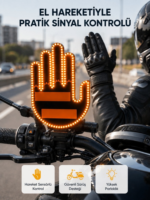 176 Led Amber Renkli El Hareketiyle Kontrol Edilen Motosiklet Dön