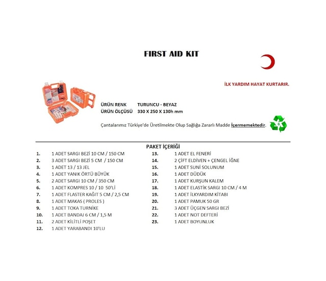 Büyük Boy İlk Yardım Seti First Aid Kit 5250