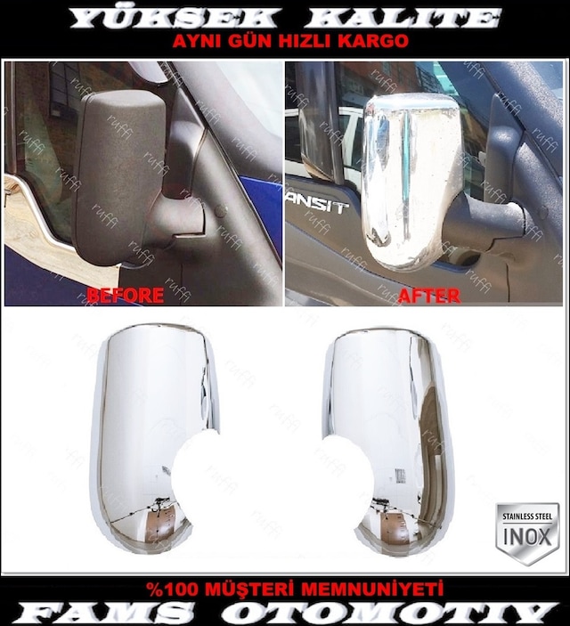 Ford Transit Krom Ayna Kapağı 2 Prç. 2000 - 2014 P. Çelik