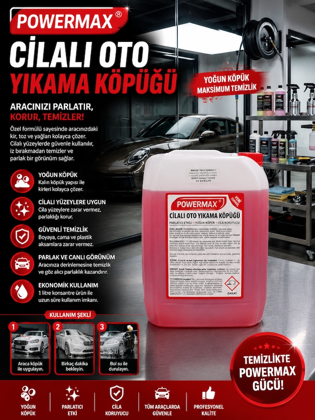 Powermax Cilalı Oto Yıkama Köpüğü 5 L Araç Temizlik Ürünü