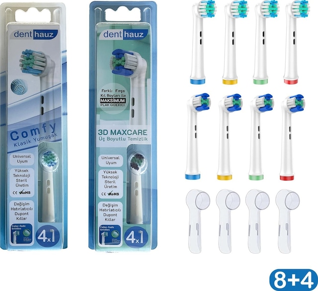 Comfy + 3d Maxcare Oral-b Uyumlu Diş Fırçası Başlıkları + Fırça Koruma Kapağı