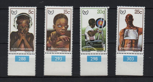 Güney Afrika Bophuthatswana 1981 Uluslararası Engelliler Yılı 5-15-20-25 Cent Tam Seri Lt0033b Teşhir Ürün