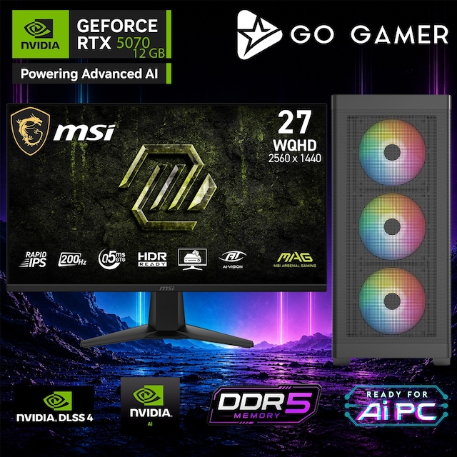 Go Gamer AE511D Ryzen 7 8700F RTX 5070 64GB RAM 1TB SSD