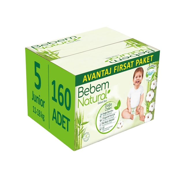 Bebem Bebek Bezi Natural Beden:5 11-18kg Junior 160 Adet
