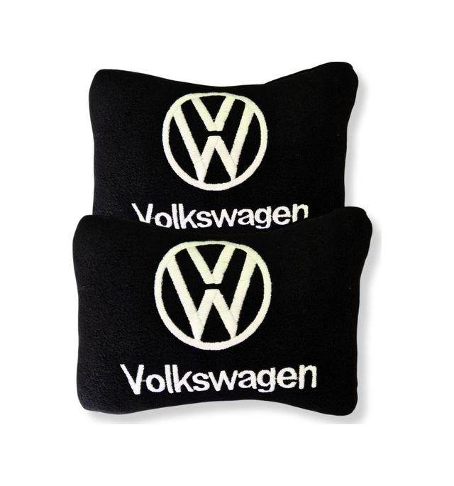 Volkswagen Nakış İşlemeli Polar Ortopedik Araç Boyun Yastığı | Koltuk Seyahat Yastığı 2’li Set