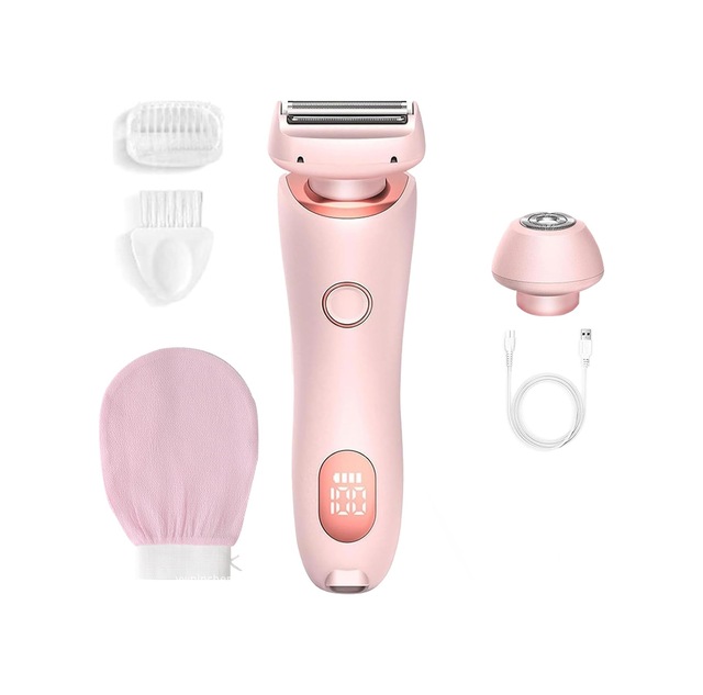 Boulina Kadın Tıraş Makinesi Led Ekranlı Kadınlar İçin Bikini Düzeltici, Koltuk Altları, Bacaklar Ve Bikini Bölgesi İçin Su Geçirmez Islak Ve Kuru Tıraş Makinesi Pembe