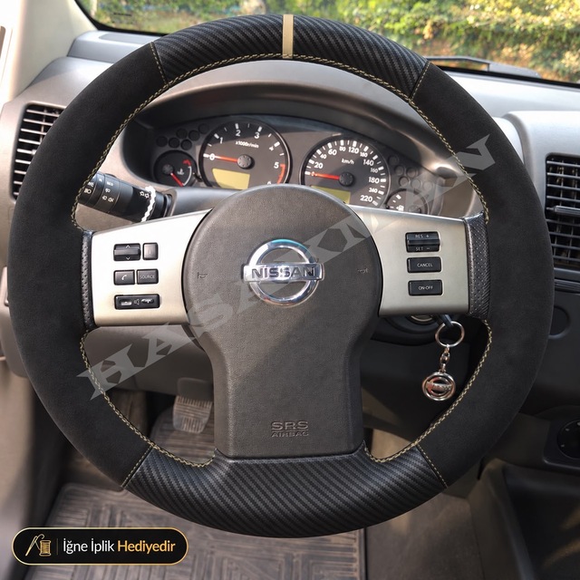 Nissan Pathfinder R51 Dikme Direksiyon Kılıfı Alcantara Süet Mat Karbon Bej Yüzük Ve Dikiş 2.5 Dci-le-dolu 2005-2012