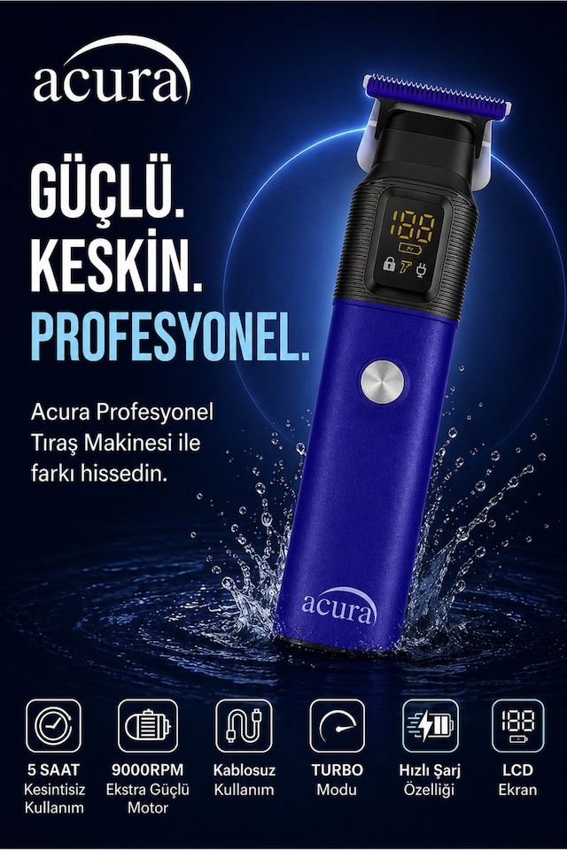 Ac-77 Titanyum Seramik Bıçaklı Profesyonel Sakal Ense Tıraş Makinesi