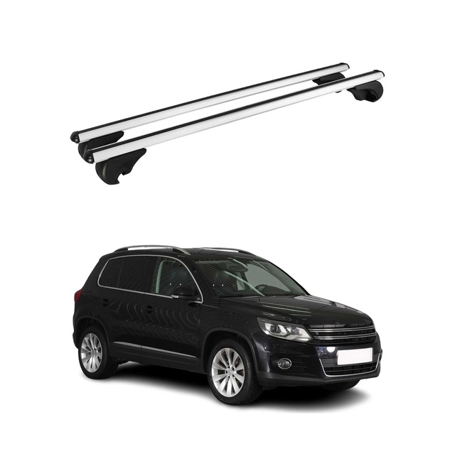 Vw Tiguan I 2007-2016 Arası Uyumlu Port Bagaj Taşıyıcı Ara Atkı Alüminyum Gümüş 2 Parça