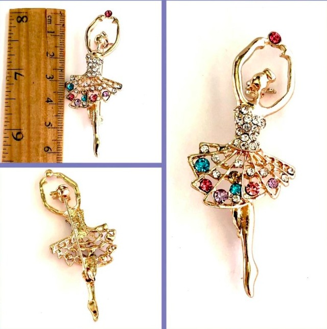 Omeniv Vintage Stil Balerin Broş İğne Kristal Dolu Teşhir Ürün