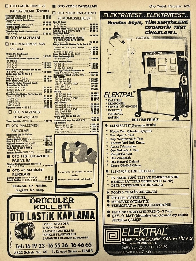 İzmir 1982-1983 Meslek Reklam İlanı Efemera S425 Teşhir Ürün