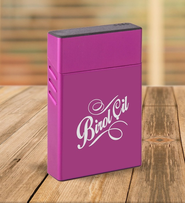Bk Gift Kişiye Özel Mor Slim Boy Metal Sigara Kutusu-5 Siyah