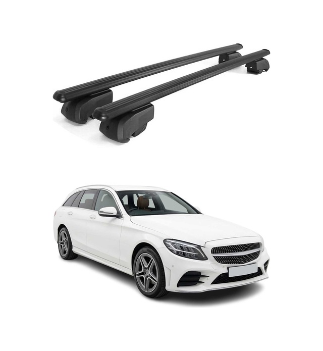 Mercedes C Serisi S205 Station Wagon 2014-2021 Arası Uyumlu Port Bagaj Taşıyıcı Ara Atkı Alüminyum Siyah 2 Parça