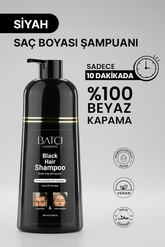Batçı Saç Siyahlaştıran Anında Etkili Beyaz Kapatıcı Şampuan 350 ML