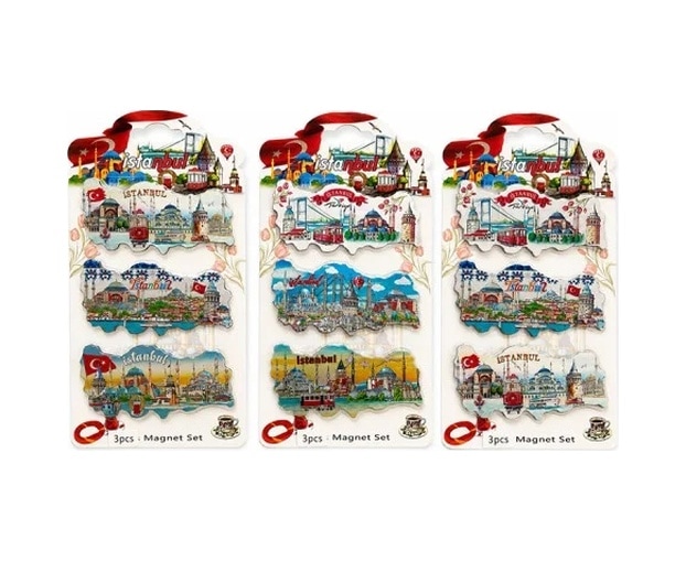 Lb İstanbul Temalı Silikon Buzdolapı Süsü Magnet 3'lü Set