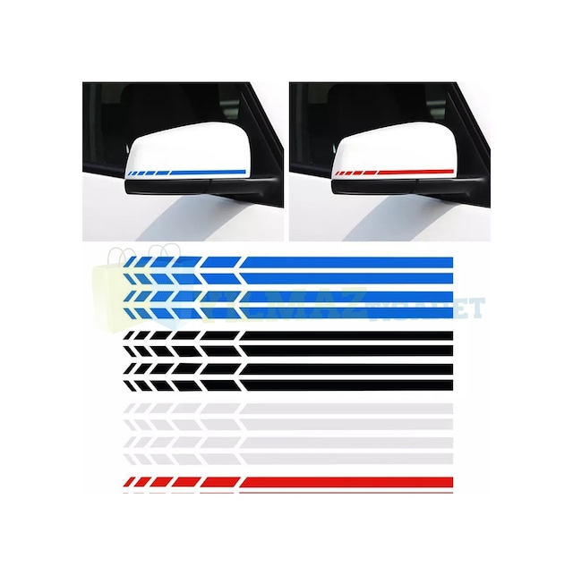 Dikiz Yan Ayna Şerit Oto Sticker Araba Yapıştırma Etiket 6 Adet 20 X 0,7 Cm