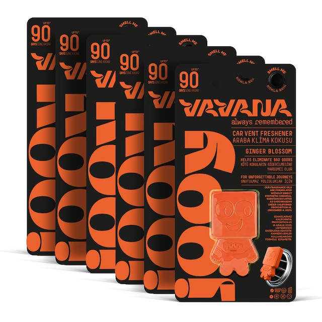 Vavana Jooy Araba Klima Kokusu 6'lı Set, 90 Gün Etkili Oto Kokusu Ginger Blossom