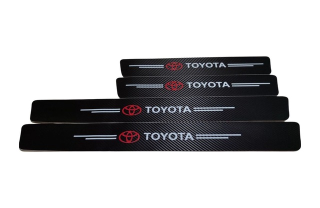Toyota Logolu Karbon Kapı Eşiği Koruyucu Bant Folyo 4'lü Set