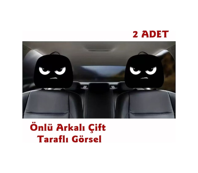 Kızgın Yüz Çift Taraflı Dekoratif Oto Başlık Kılıfı/Maske 2'li