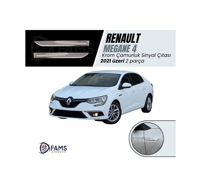 Renault Megane 4 Krom Çamurluk Sinyal Çıtası 2021 Üzeri Uyumlu 2 Parça P. Çelik