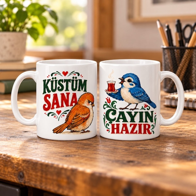 Çayla Barış 2'li Porselen Kupa Seti - Model 747