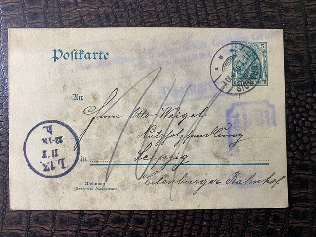 Almanya Reich Dönemine Ait 1905 Yılında Postadan Geçmiş Brandis - Leipzig Posta Kartı Kendinden Pullu 5 Pfennig Deutsches Reich Teşhir Ürün