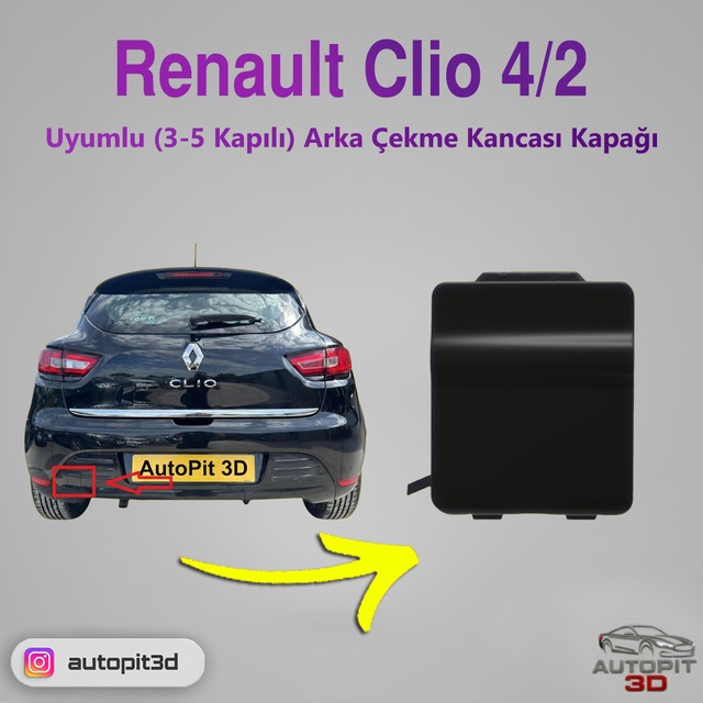 Renault Clio 4/2 2016-2019 Uyumlu Arka Tampon Çeki Demiri Kapağı