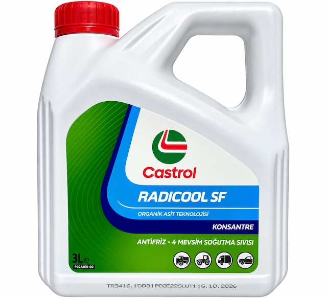 Castrol Radicool Sf 4 Mevsimlik Kırmızı Antifriz 3 Litre 16.10.2026 Üretim