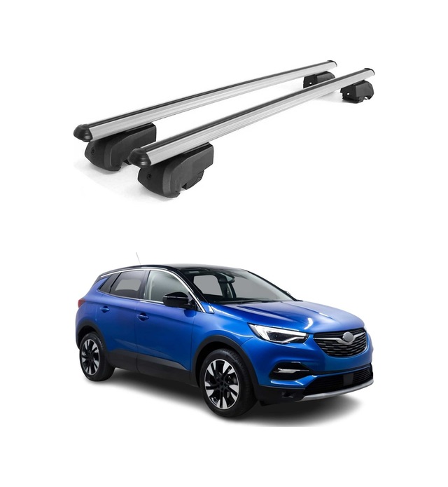 Opel Grandland 2017-2024 Arası Uyumlu Port Bagaj Taşıyıcı Ara Atkı Alüminyum Gümüş 2 Parça