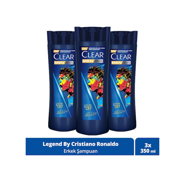 Clear Men Kepeğe Karşı Etkili Şampuan Legend By CR7 3 x 350 ML