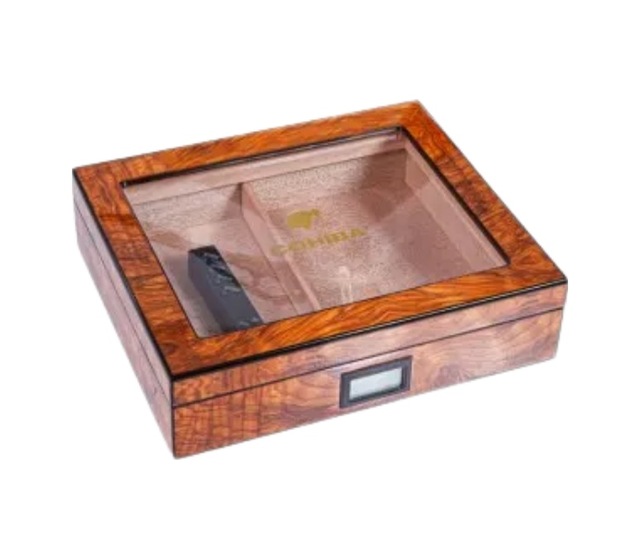 Cohiba Kahverengi Camlı Sedir Humidor Puro Kutusu - Tr9823