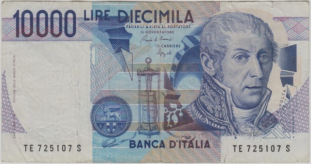 İtalya 10.000 Liret 1984 Alessandro Volta. Ççt -