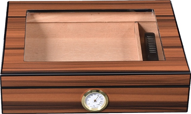 Cigarol Parlak Kahverengi Camlı Humidor Puro Kutusu Rc09