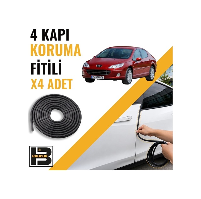 Peugeot 407 Kapı Koruma Fitili-4 Kapı-siyah-bm2526