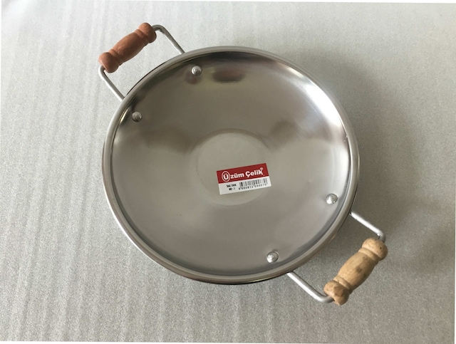 Kavurma Sacı - No:1 - 27 CM - Krom Çelik -ahşap Kulplu - Sac Tava
