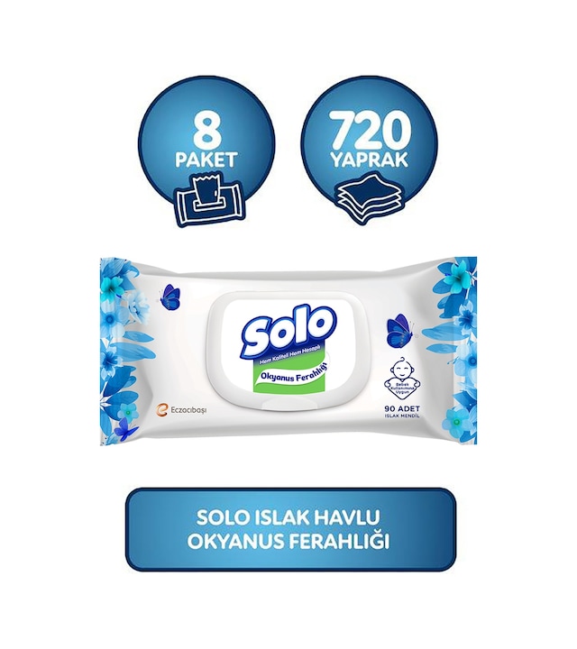 Solo Islak Havlu Okyanus Ferahlığı 8'li Set 720 Yaprak