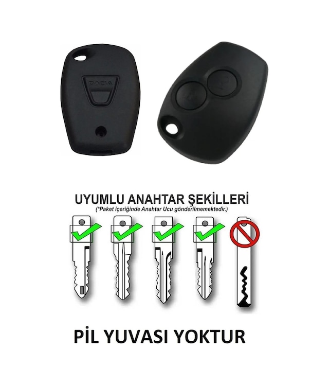 Dacia Logan Sandero Duster Kumanda Kabı Araba Anahtarı Pil Yuvası Yoktur / Logolu