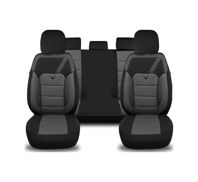 Minderland K1 - Volkswagen T-cross İle Uyumlu Koltuk Kılıfı, Tam Takım/gri-siyah