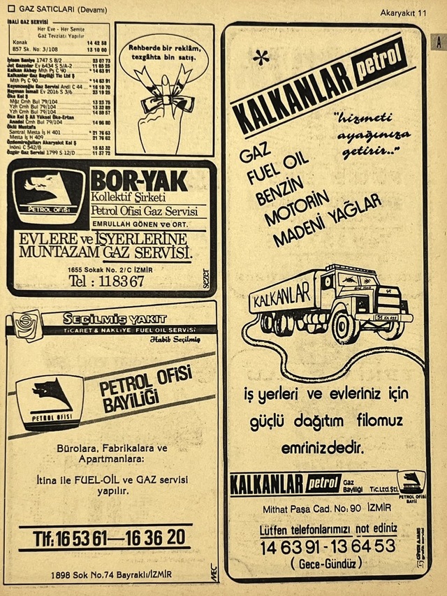 İzmir 1982-1983 Meslek Reklam İlanı Efemera S11 Teşhir Ürün