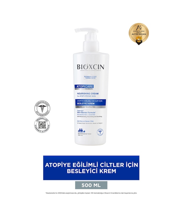 Bioxcin Atopicare Besleyici Krem 500 ml – Atopiye Eğilimli Ciltler İçin Yoğun Nemlendirici ve Onarıcı Bakım