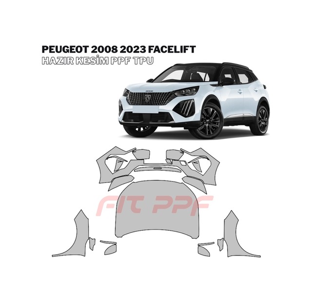 Peugeot 2008 - 2023 Facelıft 210 Mikron Premium Tpu Ppf Kaplama Seti-ön Grup