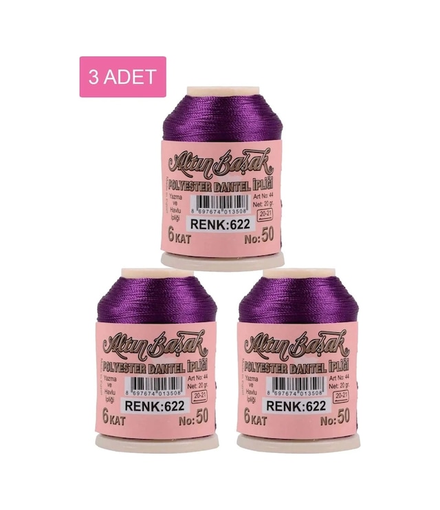 Ers 3 Adet Altınbaşak Oya Ve Dantel İpi 20 Gr - Royaleks - No: 622