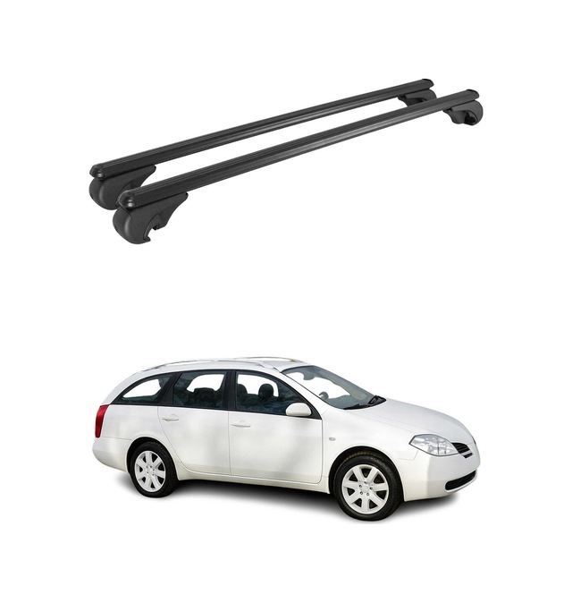 Nissan Primera Iıı 2001-2008 Arası Uyumlu Port Bagaj Taşıyıcı Ara Atkı Alüminyum Siyah 2 Parça