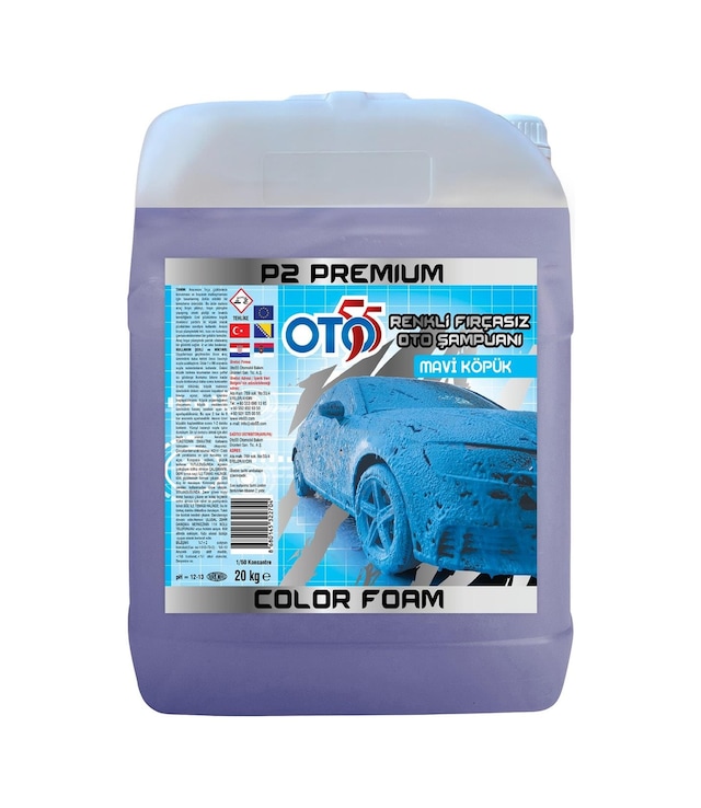 Oto55 P2 Mavi Köpük Fırçasız Yıkama Cilalı 20 Kg 7699554193721