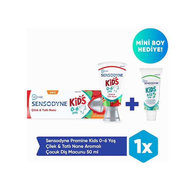 Sensodyne Promine 0-6 Yaş Çocuk Diş Macunu 50ml - Çilek Aromalı 50ml + Mini Boy Hediye 15ml