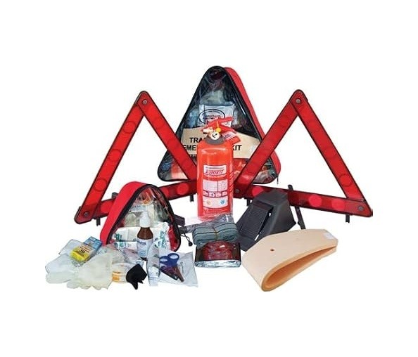 Ayrex Tüvtürk Uyumlu Autokit Üçgen Trafik Seti Bez Çantalı + Karayollarına Uygun İlk Yardım