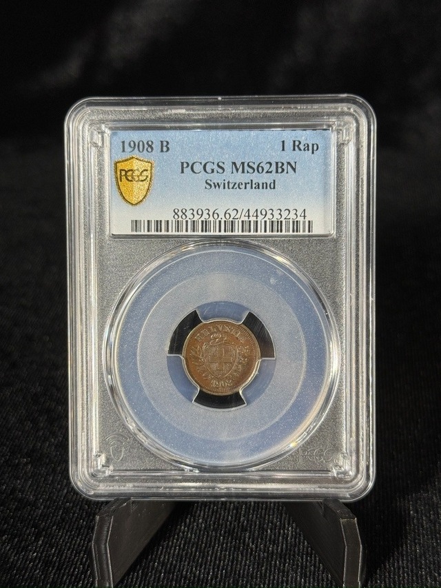 Pcgs Ms62bn 1908 B İsviçre 1rap Sertifikalı Nfc Çipli Özel Koleksiyon Parası