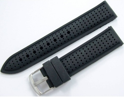 Siyah 20Mm Silikon Spor Saat Kordonu Slikon Saat Kayışı Medium Bo