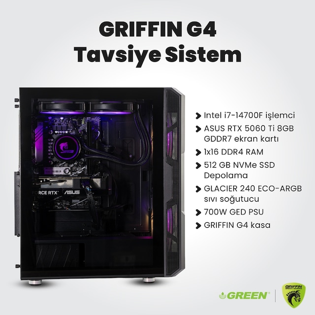 Green GRIFFIN G4 Core i7-14700F RTX 5060 TI 16GB RAM 512GB SSD